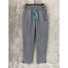 FIGS Yola High Waisted Scrub Pants Graphite Grey Teal Drawstring Small W20SW2031
