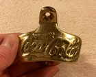 Vintage Coca Cola Brass Wall Mount Bottle Opener 1980's