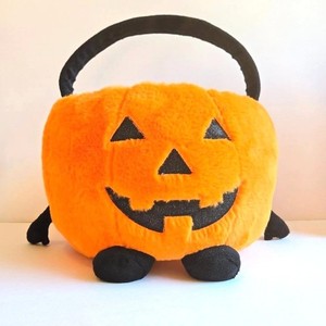 Martha Stewart Halloween Plush Pumpkin Candy Bucket Bag with Handle
