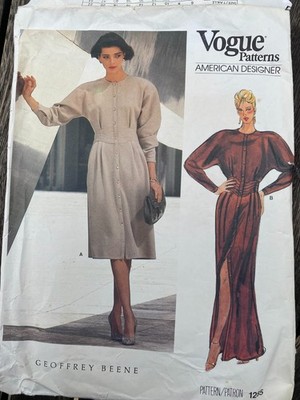 Vogue Patterns American Designer 1285 Geoffrey Beene Misses Kleid Größe 16 ungeschnitten