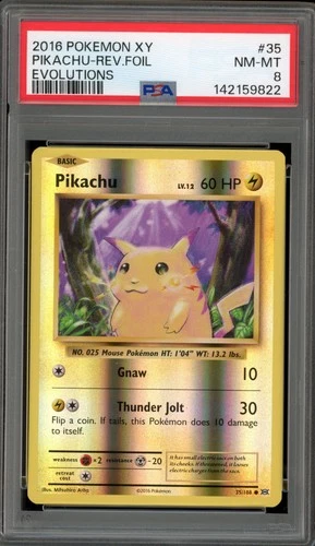 Pokemon Pikachu XY Evolutions Reverse Holo Rare #35 PSA 8