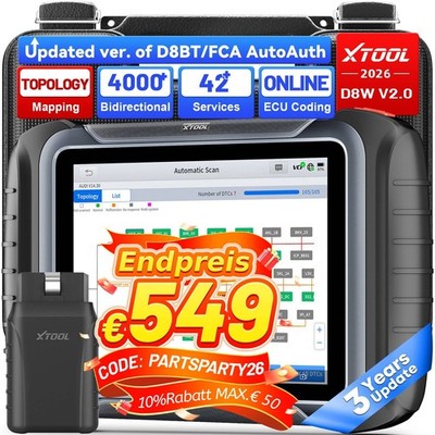 XTOOL D8W Bidirektionale OBD2 Diagnosegerät Scanner Topologiekarte ECU-Codierung