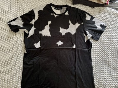Neil Barrett T Shirt Mens XL Black White Gray Cow Print Short Sleeve