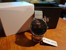 Nine West Wrist Watch Asher  Mens Minimalist Modern Mesh Band SS Quartz NWW1620M