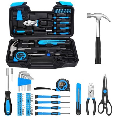 39 Piece Basic Home Tool Set Household General Repair Storage Box Blue Case