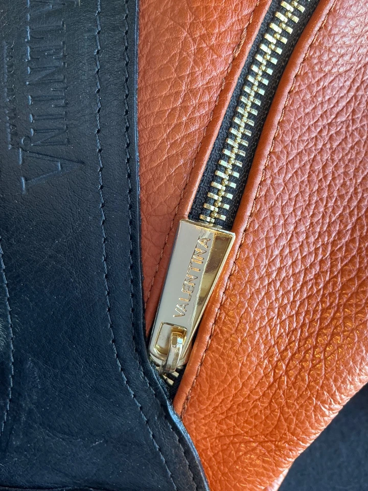 Precioso bolso/mochila convertible de cuero italiano Valentina cuero bicolor Foto 4 de 4