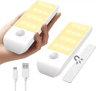 Wiederaufladbare Nachtlichter mit Bewegungs- und Lichtsensor und Magnetaufkleber - 2er Pack
