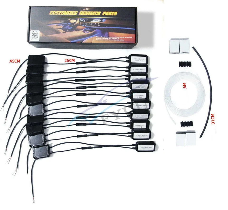 64 Color DIY 1-In-10 No Threading Ambient Light Atmosphere Lamp Optic Fiber Band - Image 3 of 4