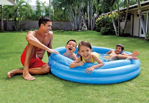Intex Crystal Blue Pool Aufblasbar Schwimmen Planschen Spielen 3 Ringe Pool Spielzeug Kinder - Bild 6 von 6