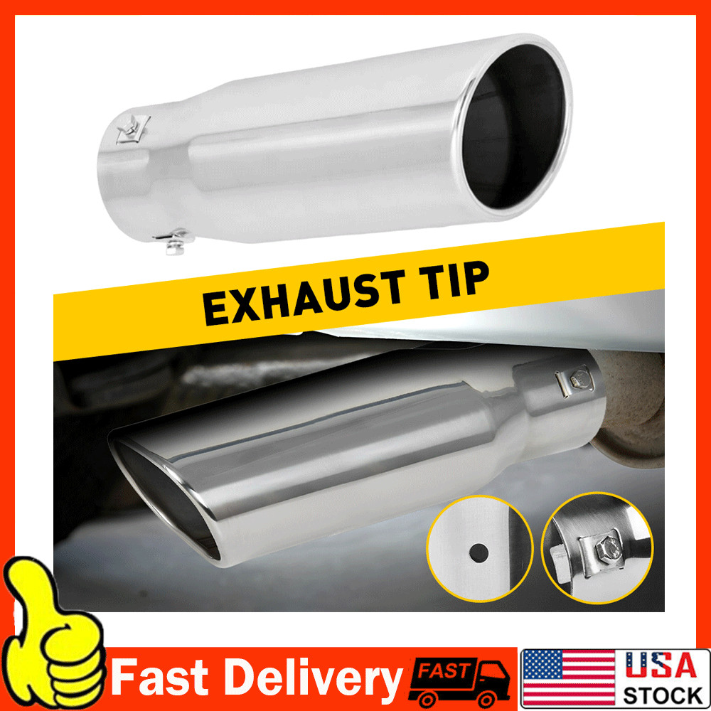 Car Exhaust Tip Outlet OD Stainless 2.5'' Inlet 3'' Steel Muffler Pipe Bolt on