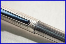 925 Sterling Silver Fine Ballpoint Pen 1980s Checkerboard Pattern DIAMOND Design