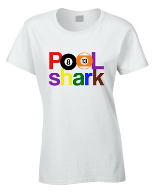 Lustiges Damen-T-Shirt Pool Hai Team Kneipe Geschenk Queue Sport Snookerspieler Hustler