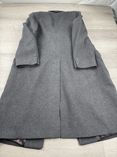 Vintage Hammersley Overcoat Mens 42 Gray Wool Cashmere Long Made In England - Picture 10 of 12