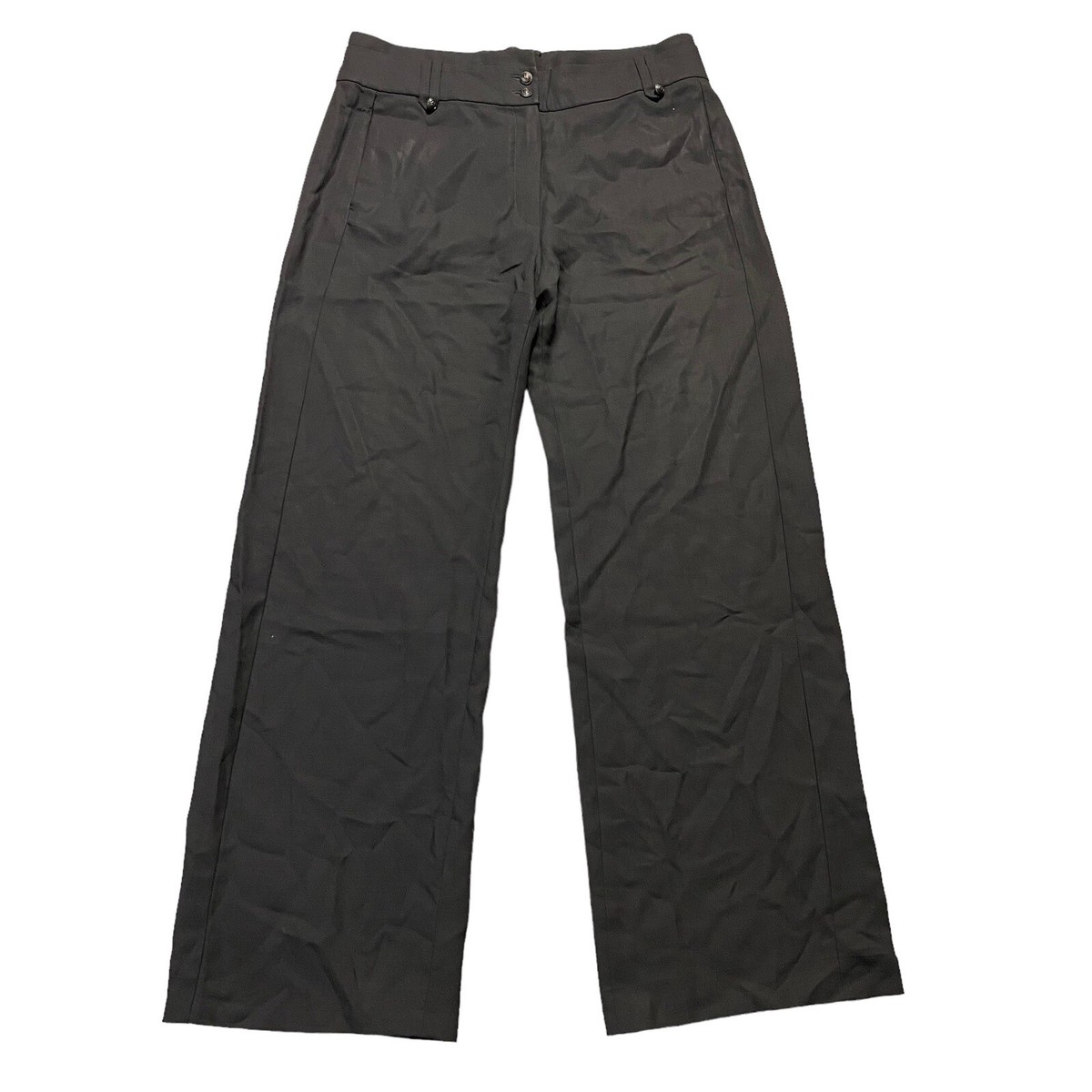 BALENCIAGA Designer Black Lana Wool Straight Dress Trousers Pants