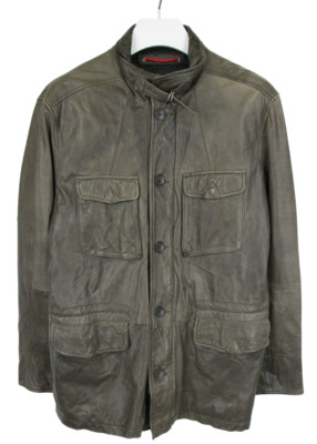 Tommy Hilfiger Leather Jacket Mens XL Lined Adjustable Waist Zip Brown