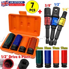 4Pcs 1/2" Dr Wheel Nut Socket 17/19/21/22MM + 3Pcs IMPACT Drill Socket Adaptors