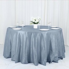 132" DUSTY BLUE Accordion Crinkled Taffeta Round TABLECLOTH Party Decorations