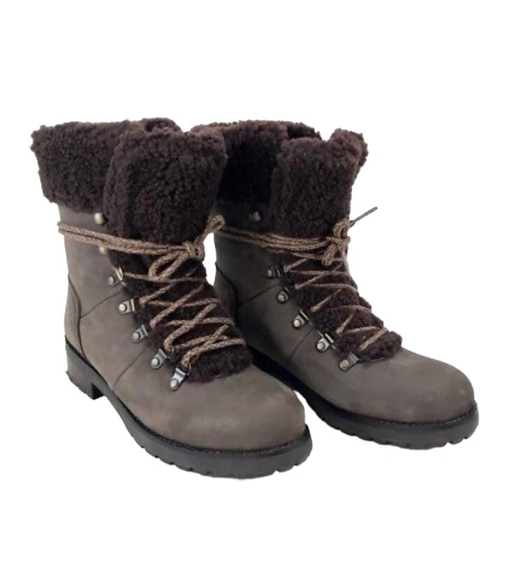 Ugg fraser shearling and cheap suede combat booties