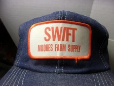 Vintage Swift Moores Farm Supply Farmer Trucker denim semco snapback Hat Cap USA