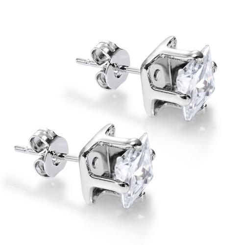 Boucles D'oreilles Homme/femme Acier Inox - Pierre Jaune (topaze 6mm) - E0076HZ