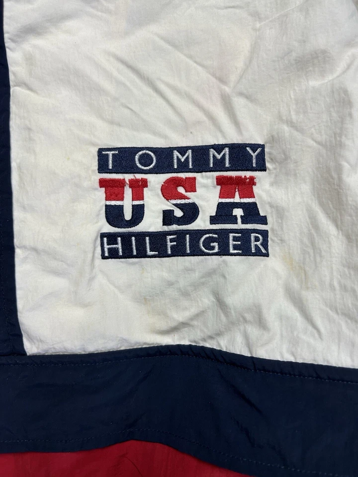 Vintage Tommy Hilfiger International Games USA Half Zip Big Logo Jacker LRG Rare - Image 2 of 4