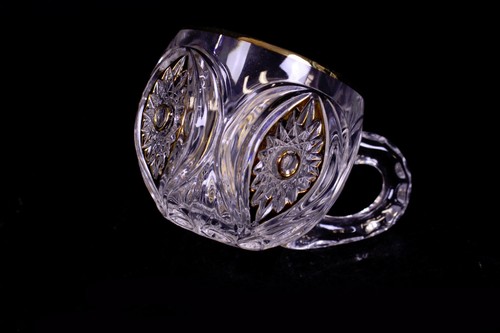 Kristallglas Bowle Set 6 Personen Nachtmann mit Goldstaffage guter Zustand - Bild 12 von 13