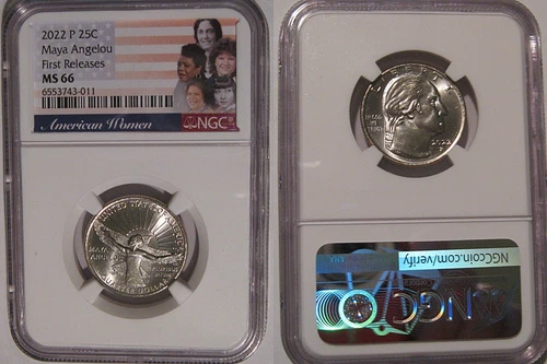 2022 P Maya Angelou 25c NGC MS 66 American Women Quarter FIRST RELEASES