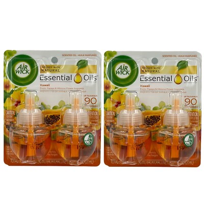 Air Wick Natural Essential Oils Hawaii Scented 4 Plug-In Warmer Refills
