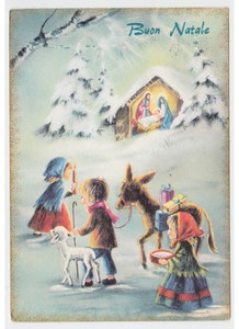 Buon Natale Vintage.Nativita Gesu Bambino Asino Pecora Doni Cartolina Buon Natale Religiose Vintage Ebay