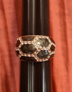 Chunky Rose Gold Tone Army Green Band Ring Jewelry Statement Costume Fashion