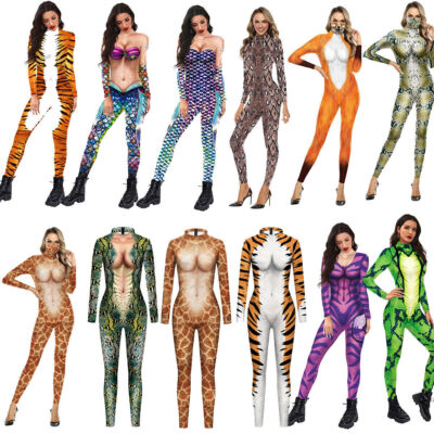 Animals Snake Fox Lion Tiger Leopard Jumpsuit Halloween Party Cosplay  Costume UK UK