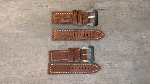 (2X) 24mm Panatime Brown Leather Wrist Strap for Panerai