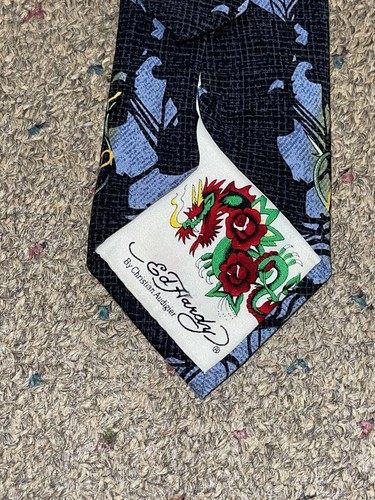 Ed Hardy by Christian Audigier Mens Silk Neck Tie Love Kills Slowly Skull 3"x60" - Picture 6 of 7