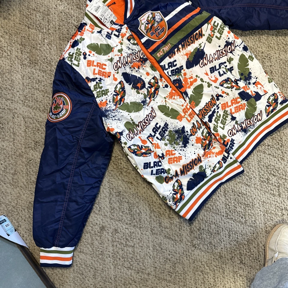 Blac leaf 100%Authenitc Zip Up Jacket Men's Size Xl All Over Logo Multicolor — 第 2/4 张图片