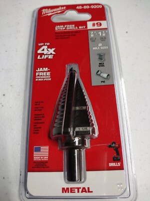 Milwaukee 48-89-9209 #9 Step Drill Bit 7/8'' ~ 1-1/8''  Jam-Free & 4x Life 