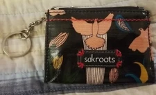 Sakroots Women's Black Peace Wallet Coin Purse Key Chain ID & Card Holder $35
