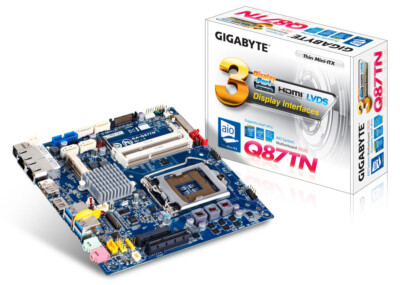 mini-itx Motherboard Gigabyte GA-Q87TN, i3-4130T, 16 Gb RAM, 256Gb SSD, 2*Gb LAN