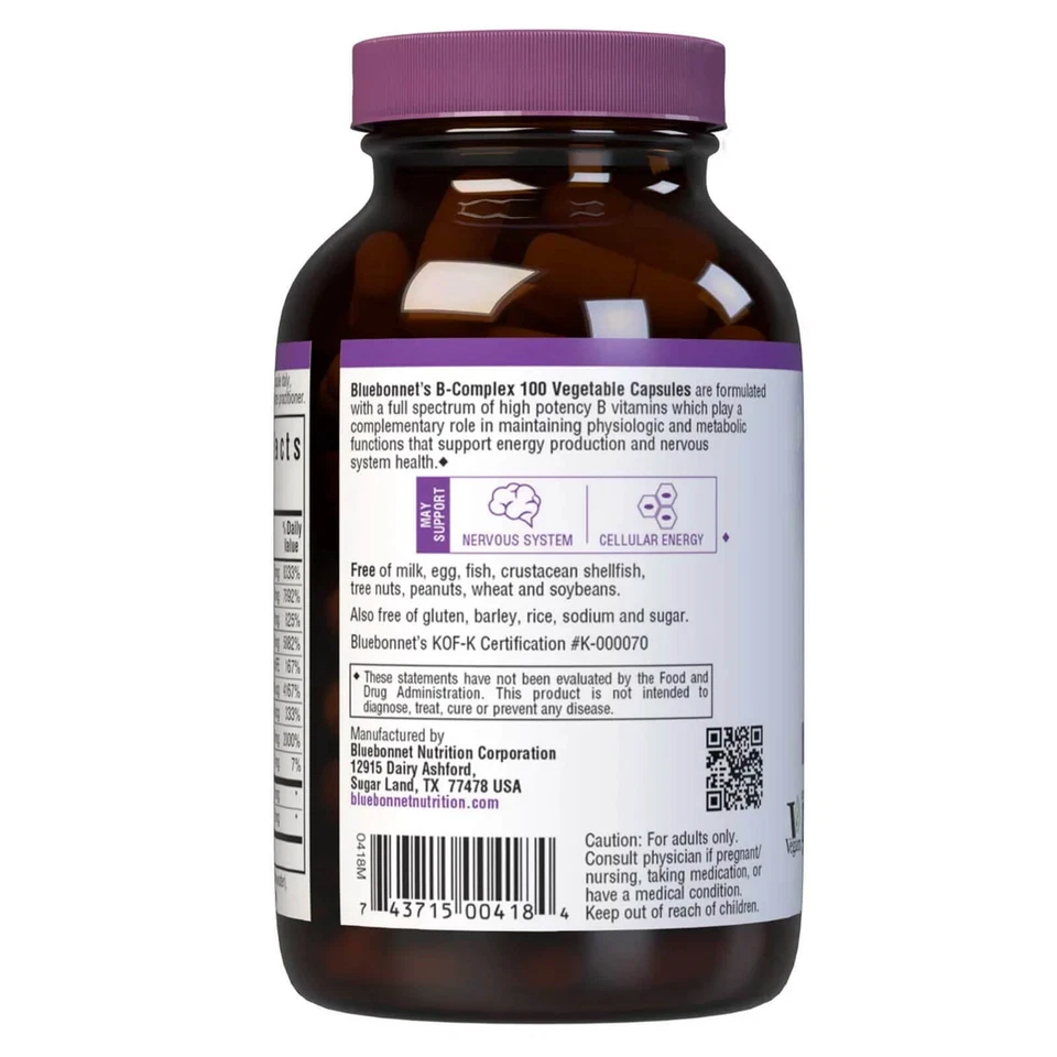 Bluebonnet B-Complex 100 100 cápsulas vegetales Foto 3 de 4