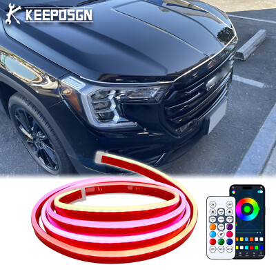 For GMC Terrain SLT 70'' RGB Dynamic Hood Light Strip Scan Start-Up + Turn Signal