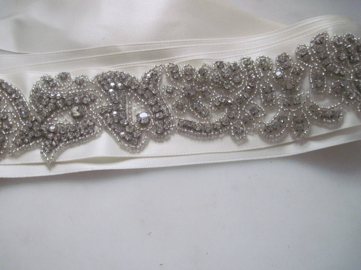David Bridal Wedding Dress Sash Belt Crystal Rhinestones 