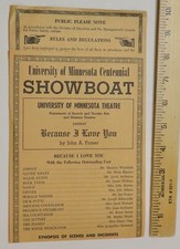 University Of Minnesota “SHOWBOAT” 1965 Program