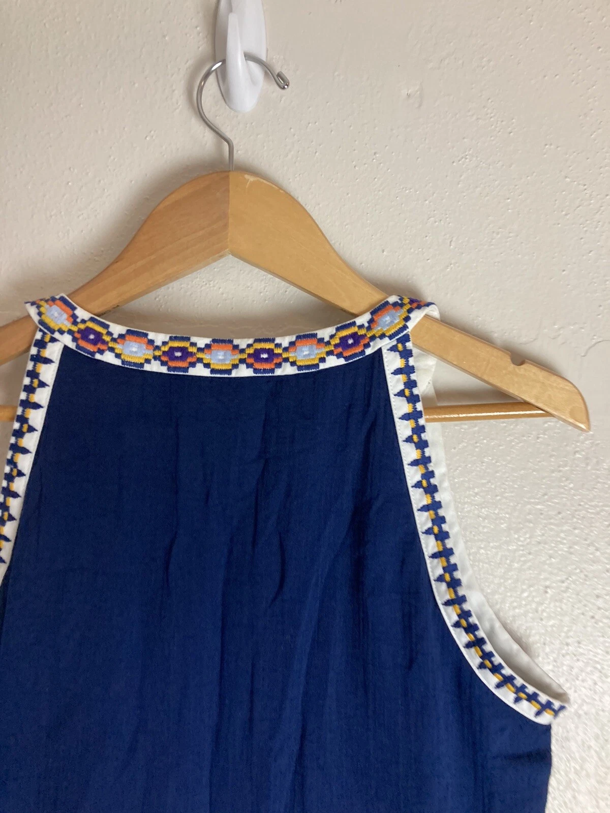 Abito casual corto Tory Burch blu navy ricamato savana linea a 37522 taglia 2