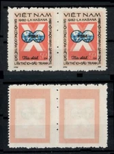 VIETNAM World Trade Union Pairs of 1165 Error Variety Print on Back MNH (VNE13)