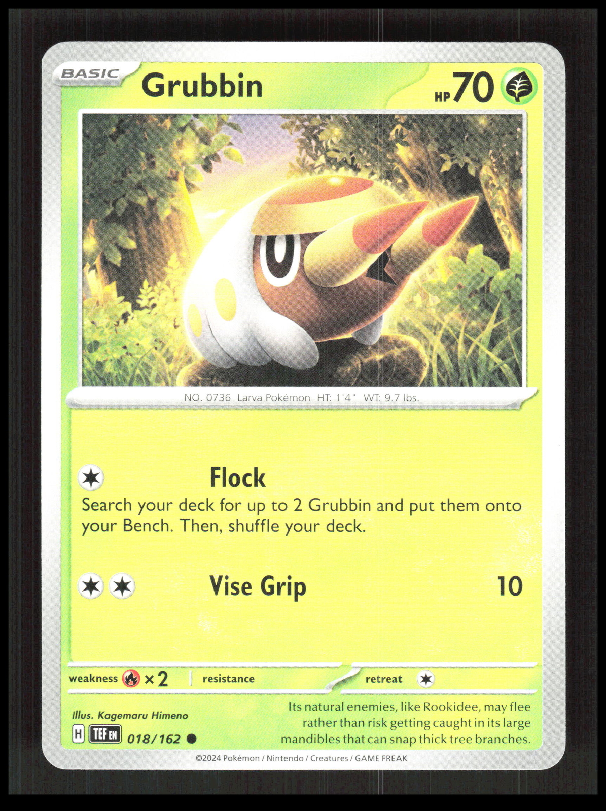 Grubbin 018/162 SV05: Temporal Forces Pokemon tcg Card CB-1-9-C-2