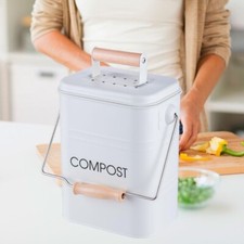 Stainless Steel 3.5 Litre Compost Caddy Indoor Kitchen Countertop Bin Food Waste