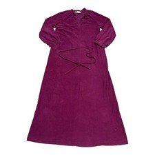 Vintage Loungees Purple Maroon Robe Drawstring Waist  Zipper Small Medium READ
