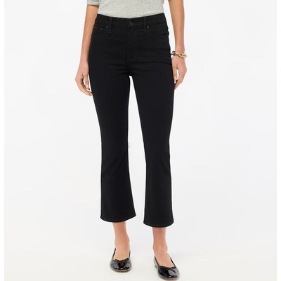 J. Crew Petite Flare Crop Jean All Day Stretch Black Mid Rise Classic US 24 NWT