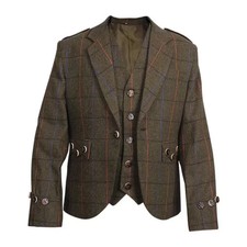 Scottish men  s Argyle jacket Brown tweed Highland Scottish wedding kilt jacket