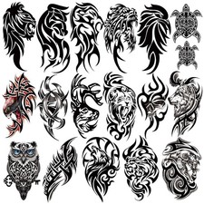 77 Sheets Temporary Tattoo, 17 Half Arm Black Arm, Tiny,