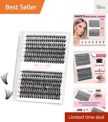 Individual Lashes 280 Pcs 30D+40D Mixed Lash Clusters 14 Rows that Look Like ...